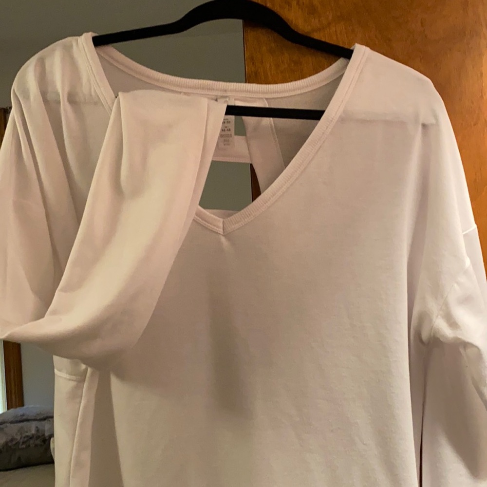 White cotton long sleeve top